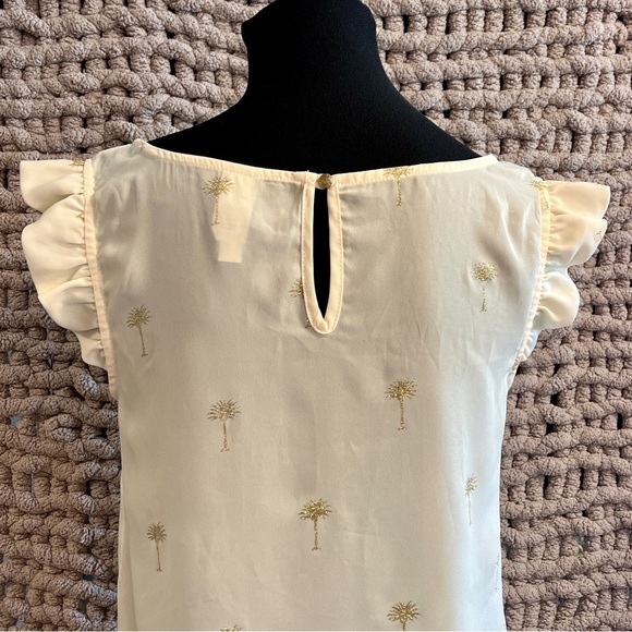 WESTMOON Cream Ruffled Cap Sleeve Blouse Size Medium - Picture 7 of 11